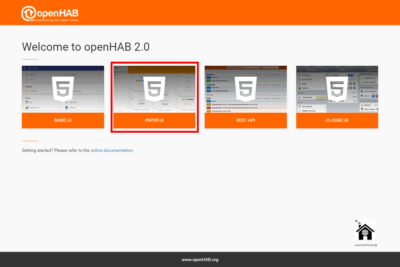 openHAB-2-Startbildschirm
